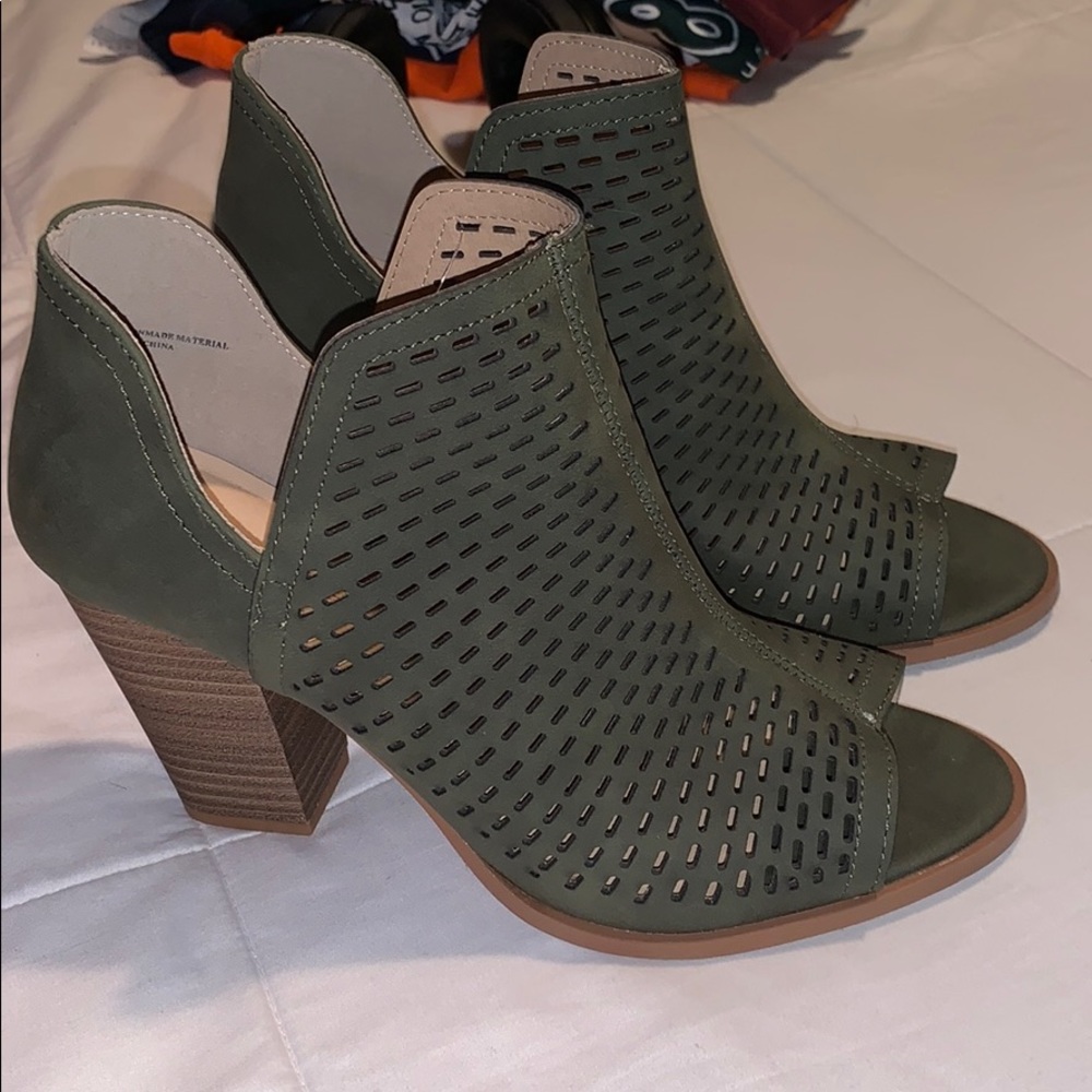 Green Open-Toe Booties